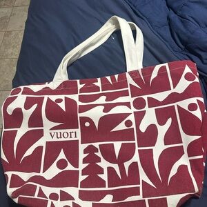 Vuori patterned Red and White Tote Bag large holds many things